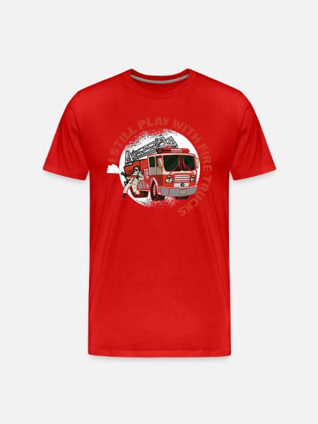 Still Play Fire Trucks Fireman - Men's Premium Organic T-Shirt - red