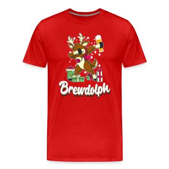 Brewdolph Lustiger Bierliebhaber Rentier - Männer Premium Bio T-Shirt - Rot - Vorne - Damien (186cm)