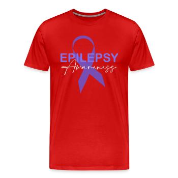 Epilepsy Awareness Purple Ribbon - Men's Premium Organic T-Shirt - red - Front - Damien (186cm)