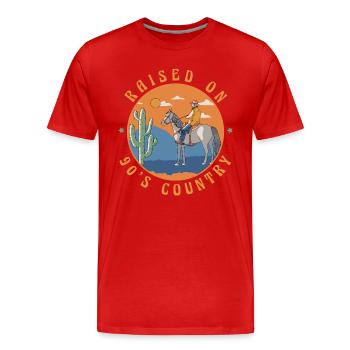 Aufgewachsen mit Country-Musik der 90er Jahre - Männer Premium Bio T-Shirt - Rot - Vorne - Damien (186cm)