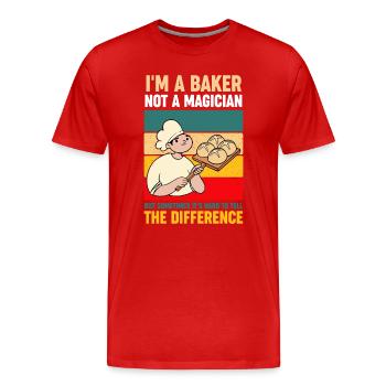 Je suis un boulanger, pas un magicien amateur de pâtisserie - T-shirt bio Premium Homme - rouge - Devant - Damien (186cm)