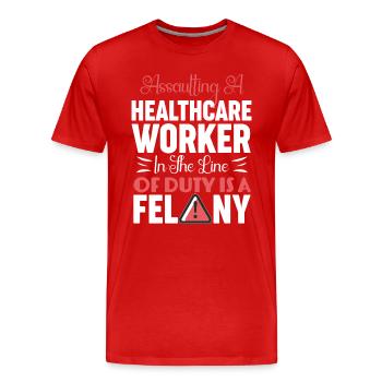 Agression d’un crime de service de ligne de soins de santé - T-shirt bio Premium Homme - rouge - Devant - Damien (186cm)