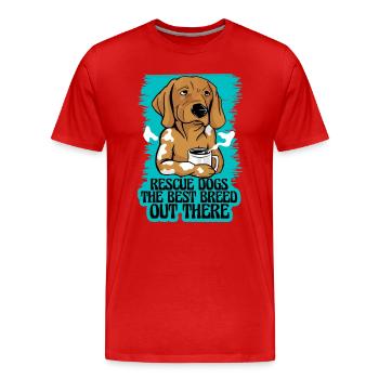 Adoption d’un refuge pour animaux pour chiens de sauvetage - T-shirt bio Premium Homme - rouge - Devant - Damien (186cm)