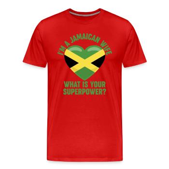 Jamaican Wife Superpower - Men's Premium Organic T-Shirt - red - Front - Damien (186cm)