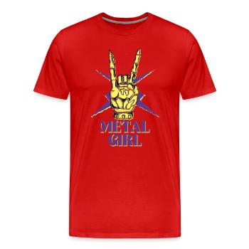 Metallic Girl Poussin Rock Maman - T-shirt bio Premium Homme - rouge - Devant - Damien (186cm)
