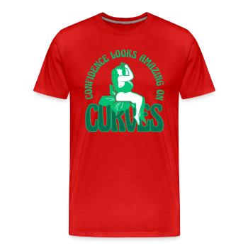 Curvy Chick Body Acceptance - Men's Premium Organic T-Shirt - red - Front - Damien (186cm)