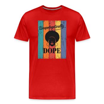 Thème rétro sans vergogne - T-shirt bio Premium Homme - rouge - Devant - Damien (186cm)