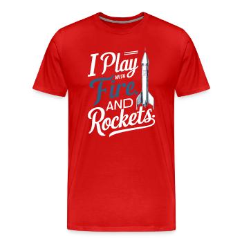 Modèles réduits de fusées amusantes - T-shirt bio Premium Homme - rouge - Devant - Damien (186cm)
