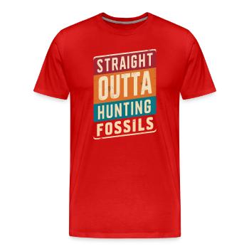 Straight Outta Chasse aux fossiles Géologie amusante - T-shirt bio Premium Homme - rouge - Devant - Damien (186cm)
