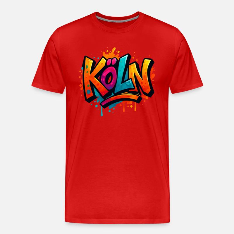 Köln Graffiti Schriftzug - Männer Premium Bio T-Shirt - Rot