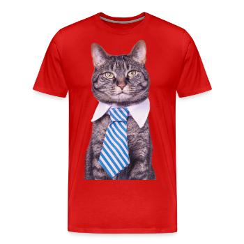 Office cat - Men's Premium Organic T-Shirt - red - Front - Damien (186cm)