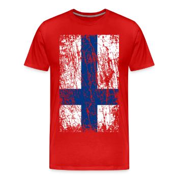 Vintage Flagge Finnland - Männer Premium Bio T-Shirt - Rot - Vorne - Damien (186cm)