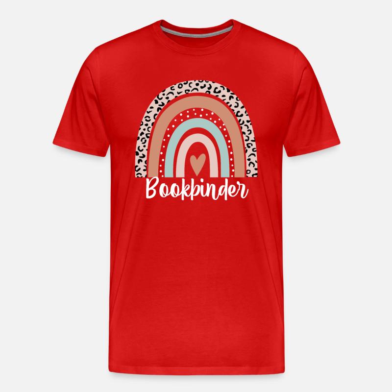 Buchbinder Regenbogen Leopard Lustiger Buchbinder - Männer Premium Bio T-Shirt - Rot