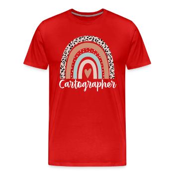 Cartographer Rainbow Leopard Funny Cartographer - Men's Premium Organic T-Shirt - red - Front - Damien (186cm)