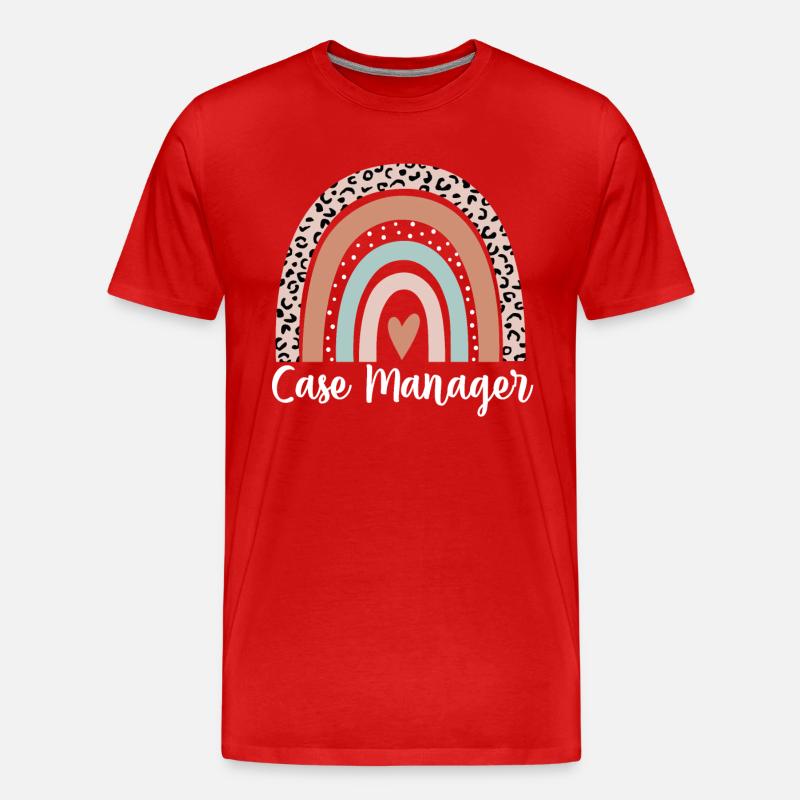 Fallmanager Regenbogenleopard Lustiger Fallmanager - Männer Premium Bio T-Shirt - Rot