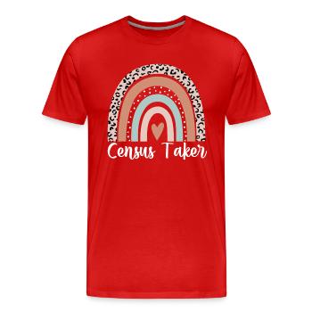 Census Taker Rainbow Leopard Funny Census Taker - Men's Premium Organic T-Shirt - red - Front - Damien (186cm)