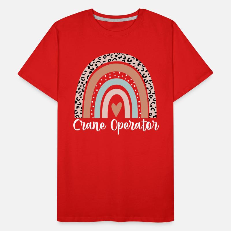 Kranführer Regenbogen Leopard Lustiger Kran Männer Premium Bio T-Shirt