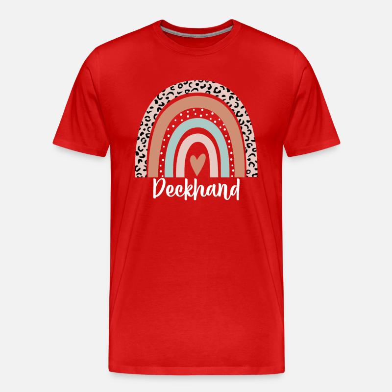 Deckhand Rainbow Leopard Funny Deckhand - Men's Premium Organic T-Shirt - red