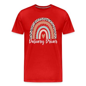 Delivery Driver Rainbow Leopard Funny Delivery - Men's Premium Organic T-Shirt - red - Front - Damien (186cm)