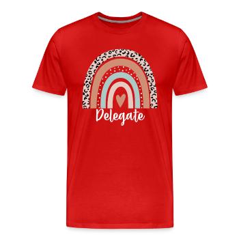 Délégué Rainbow Leopard Délégué drôle - T-shirt bio Premium Homme - rouge - Devant - Damien (186cm)