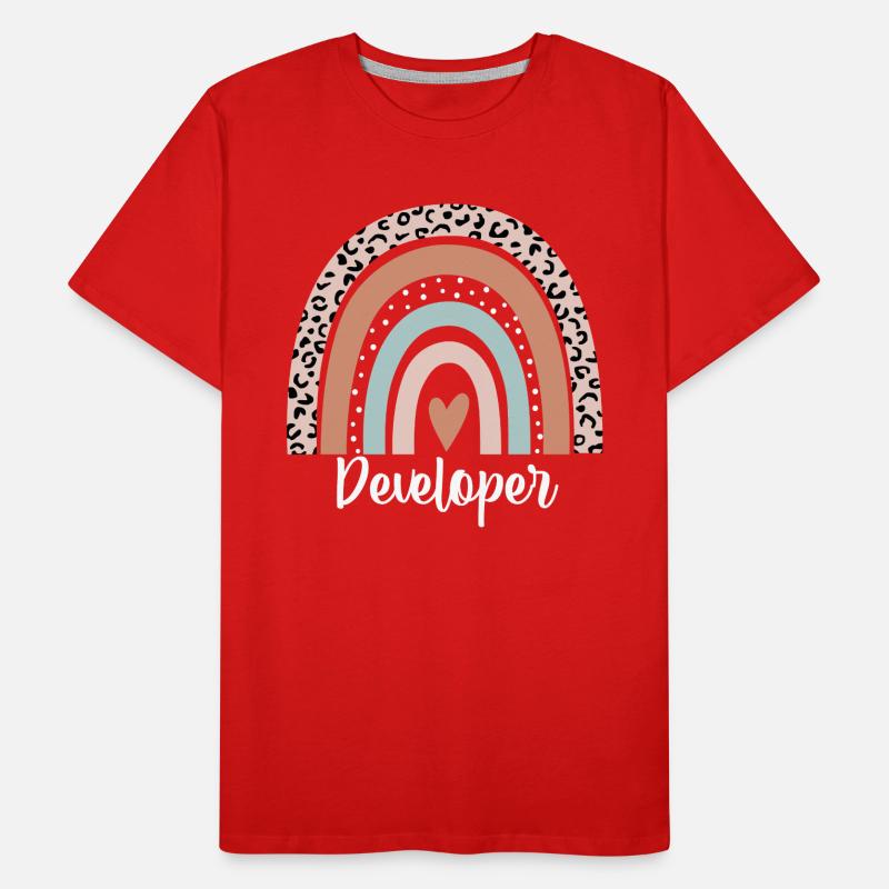 Developer Rainbow Leopard Funny Developer Men's Premium Organic T-Shirt