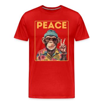 Peace Monkey - Männer Premium Bio T-Shirt - Rot - Vorne - Damien (186cm)