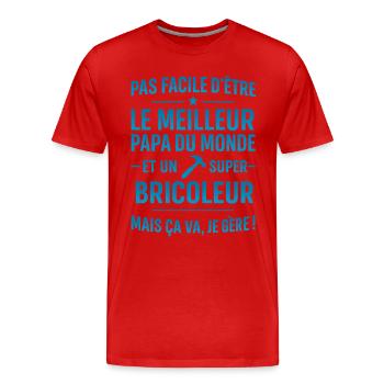 Super Papa Bricoleur bricolage idée cadeau père - T-shirt bio Premium Homme - rouge - Devant - Damien (186cm)