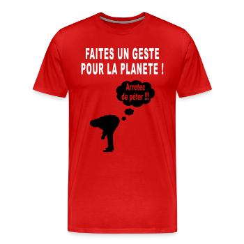 humour écolo - T-shirt bio Premium Homme - rouge - Devant - Damien (186cm)