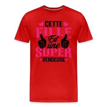 Cette Fille Est Une Super Vendeuse - T-shirt bio Premium Homme - rouge - Devant - Damien (186cm)