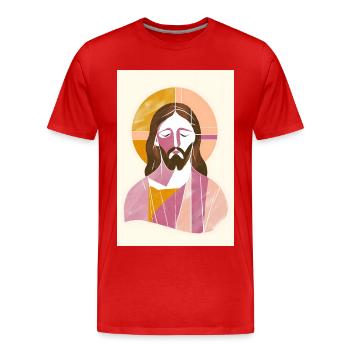 Jésus Art mural, Téléchargement numérique, Boho Jésus - T-shirt bio Premium Homme - rouge - Devant - Damien (186cm)