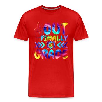 Peace Out Endlich Grundschüler Der 1. Klasse - Männer Premium Bio T-Shirt - Rot - Vorne - Damien (186cm)