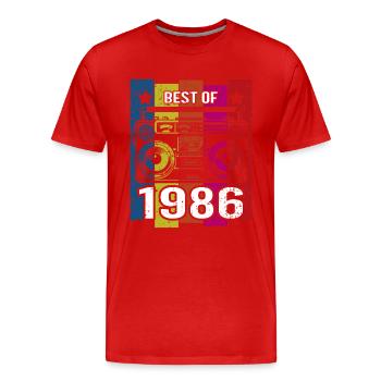Meilleur de 1986 Stéréo Radio Cassette Player - T-shirt bio Premium Homme - rouge - Devant - Damien (186cm)