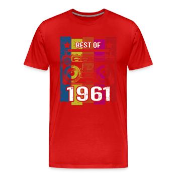Le meilleur du lecteur de cassette radio stéréo de 1961 - T-shirt bio Premium Homme - rouge - Devant - Damien (186cm)