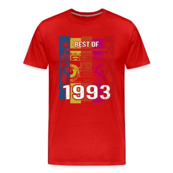 Meilleur de 1993 Stéréo Radio Cassette Player - T-shirt bio Premium Homme - rouge - Devant - Damien (186cm)