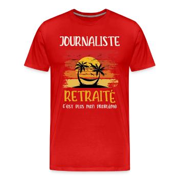 journaliste retraité - T-shirt bio Premium Homme - rouge - Devant - Damien (186cm)
