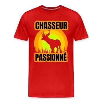 chasseur passionné - T-shirt bio Premium Homme - rouge - Devant - Damien (186cm)