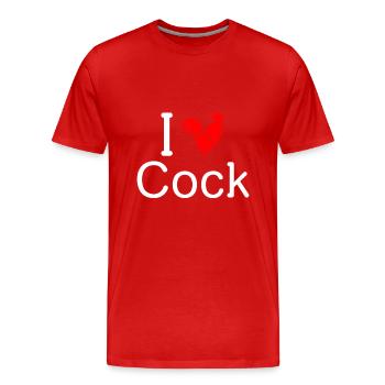 I Love Cock - Men's Premium Organic T-Shirt - red - Front - Damien (186cm)