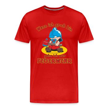CD - Wenn ich groß bin gehe ich zur Feuerwehr - - Männer Premium Bio T-Shirt - Rot - Vorne - Damien (186cm)