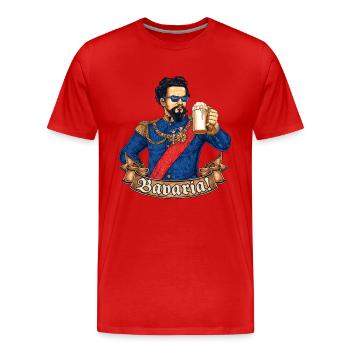 Bavaria-col - King Ludwig drunk - RAHMENLOS gift - Männer Premium Bio T-Shirt - Rot - Vorne - Damien (186cm)