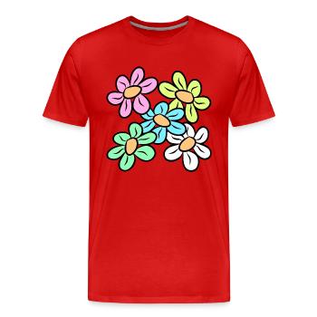 colorful flower floral pattern flower tendril floral floral - Men's Premium Organic T-Shirt - red - Front - Damien (186cm)
