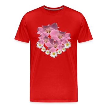 Marguerite Flower Pink Flower Vine Daisies - Men's Premium Organic T-Shirt - red - Front - Damien (186cm)