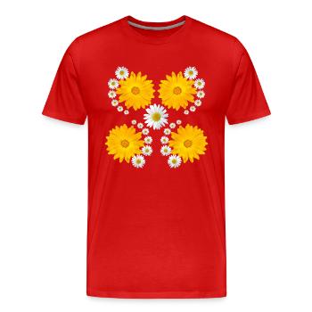gelb blühende Ringelblumen Margerite Blume floral - Männer Premium Bio T-Shirt - Rot - Vorne - Damien (186cm)