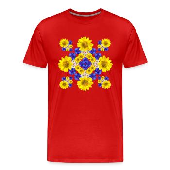 floral tendril, floral pattern, blossom, flowery, floral flower - Men's Premium Organic T-Shirt - red - Front - Damien (186cm)