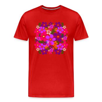 colorful floral pattern blossom floral floral flower - Men's Premium Organic T-Shirt - red - Front - Damien (186cm)