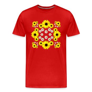 Marguerites, Fleur, Tournesol, Marguerites, Floral - T-shirt bio Premium Homme - rouge - Devant - Damien (186cm)