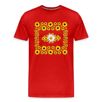 blühende Sonnenblumen Blüten mit einer Margerite - Männer Premium Bio T-Shirt - Rot - Vorne - Damien (186cm)