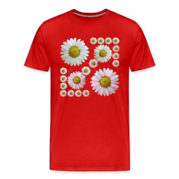 florales Blumenmuster Margeriten Blume Blumenranke - Männer Premium Bio T-Shirt - Rot - Vorne - Damien (186cm)