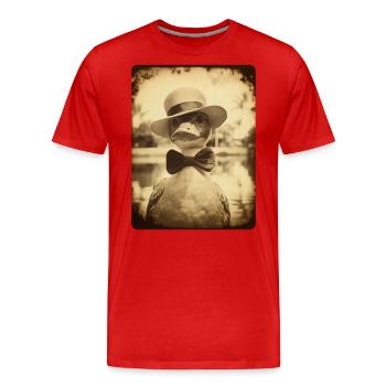 Sir Waddleberry Quackington entspannt sich am Pool - Männer Premium Bio T-Shirt - Rot - Vorne - Damien (186cm)