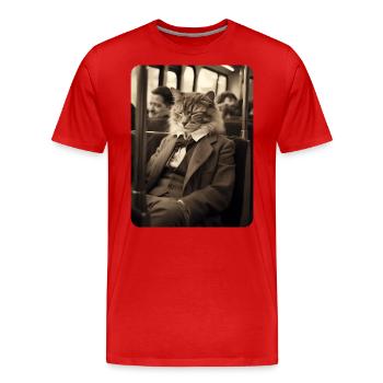 Mr. Whiskers in search of some relaxation - Men's Premium Organic T-Shirt - red - Front - Damien (186cm)