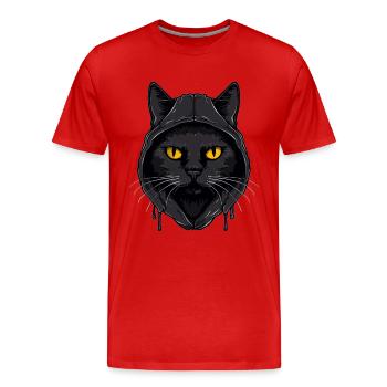 Katzenkopf Schwarze Katze Bombay Happy Cat Katzen - Männer Premium Bio T-Shirt - Rot - Vorne - Damien (186cm)